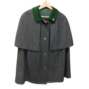 Vintage Loden Wool inverness Cape Coat Women's Size M Gray Austrian Tyrol Jacket